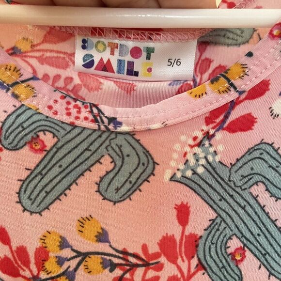 Dot Dot Smile Pink Floral Cactus Twirl Tank Dress Girls Size 5/6 - Picture 6 of 10